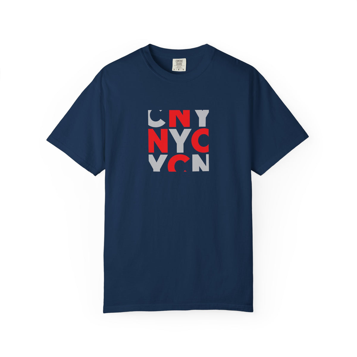 Navy blue nyc block graphic t-shirt