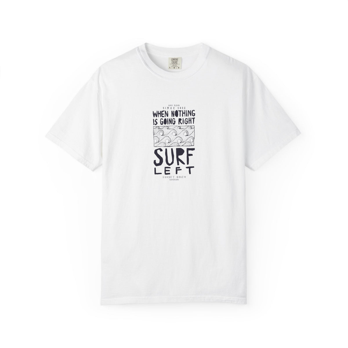 White surf left graphic t-shirt