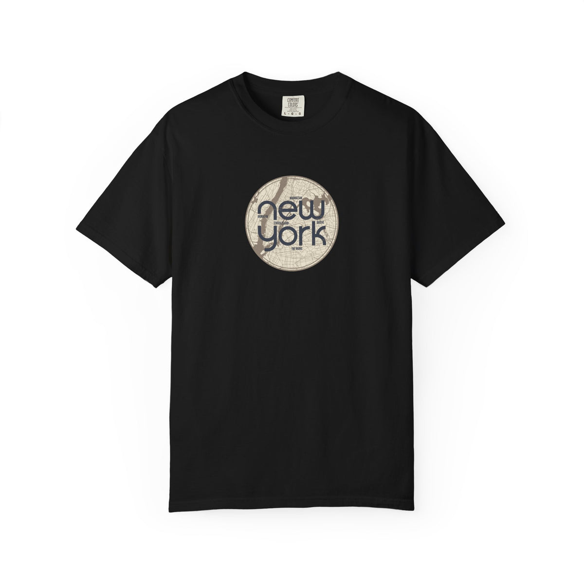 Black new york vintage map tee