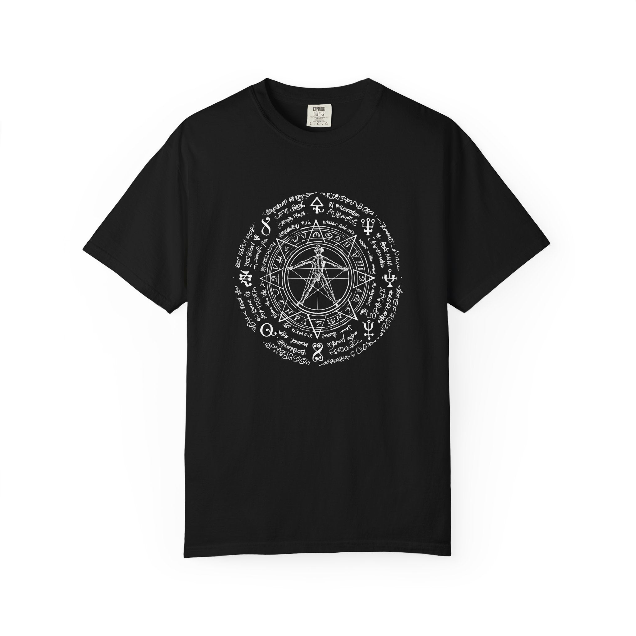 Occult vitruvian circle graphic t-shirt