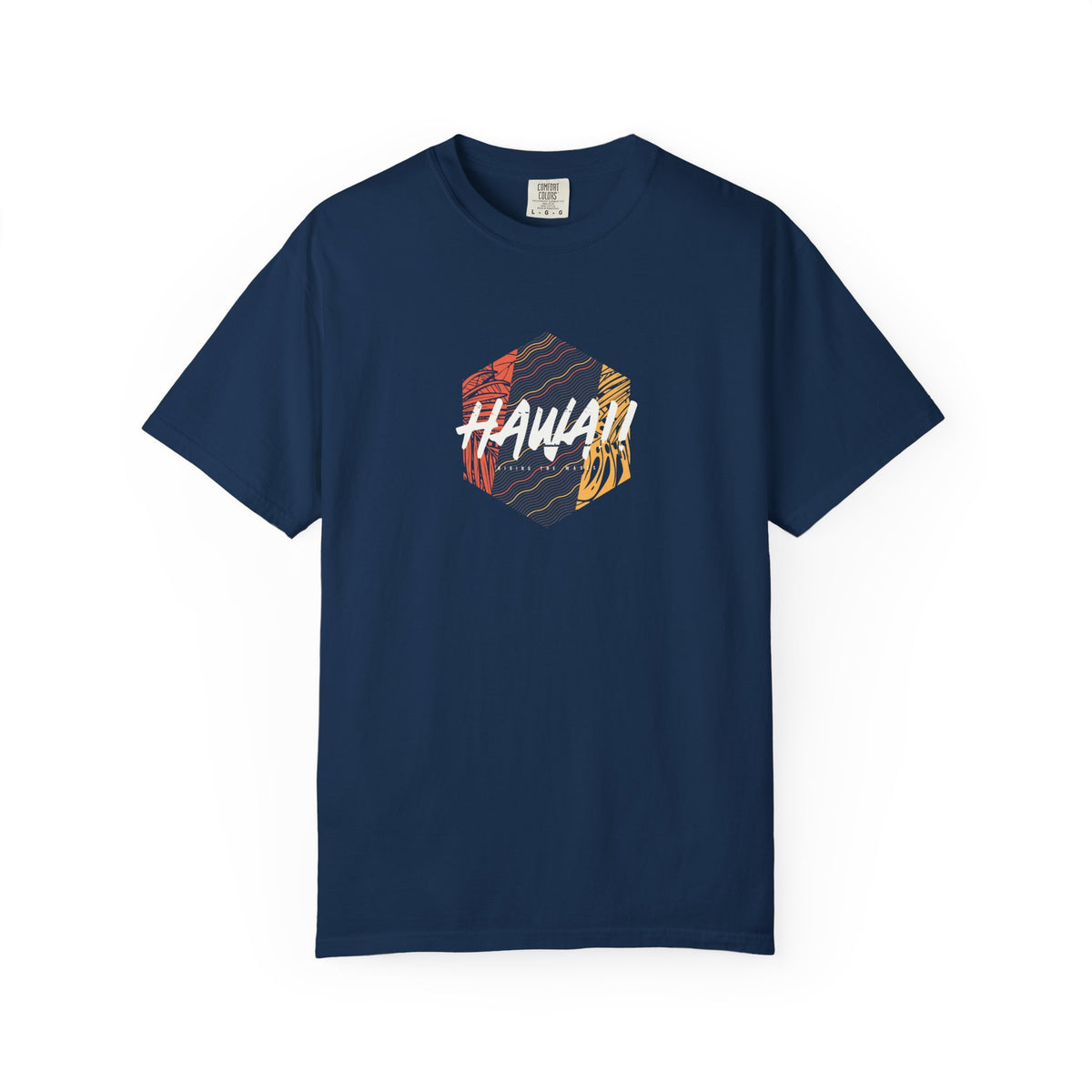 Navy blue hawaii retro surf graphic t-shirt