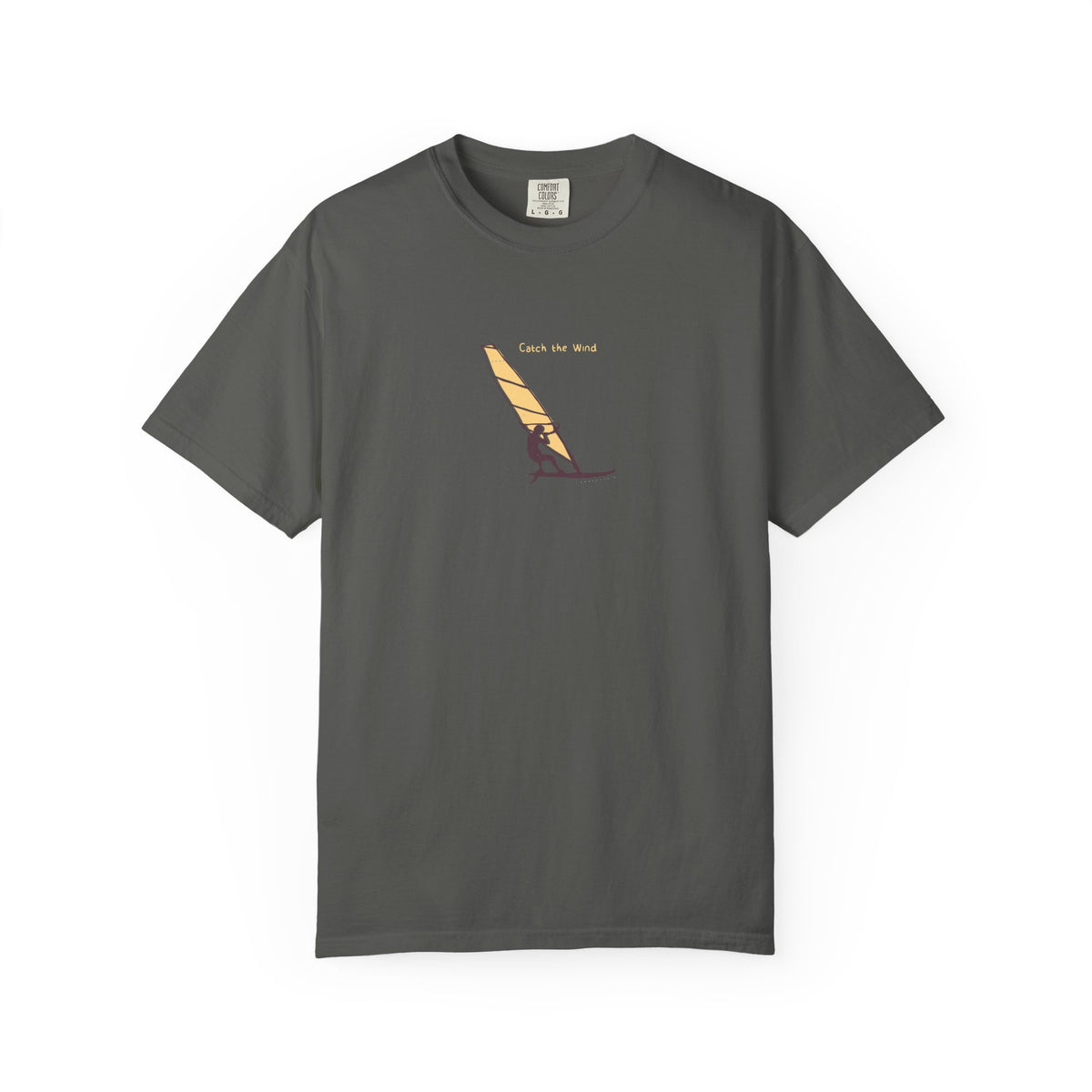 Gray windsurfing sunset graphic t-shirt