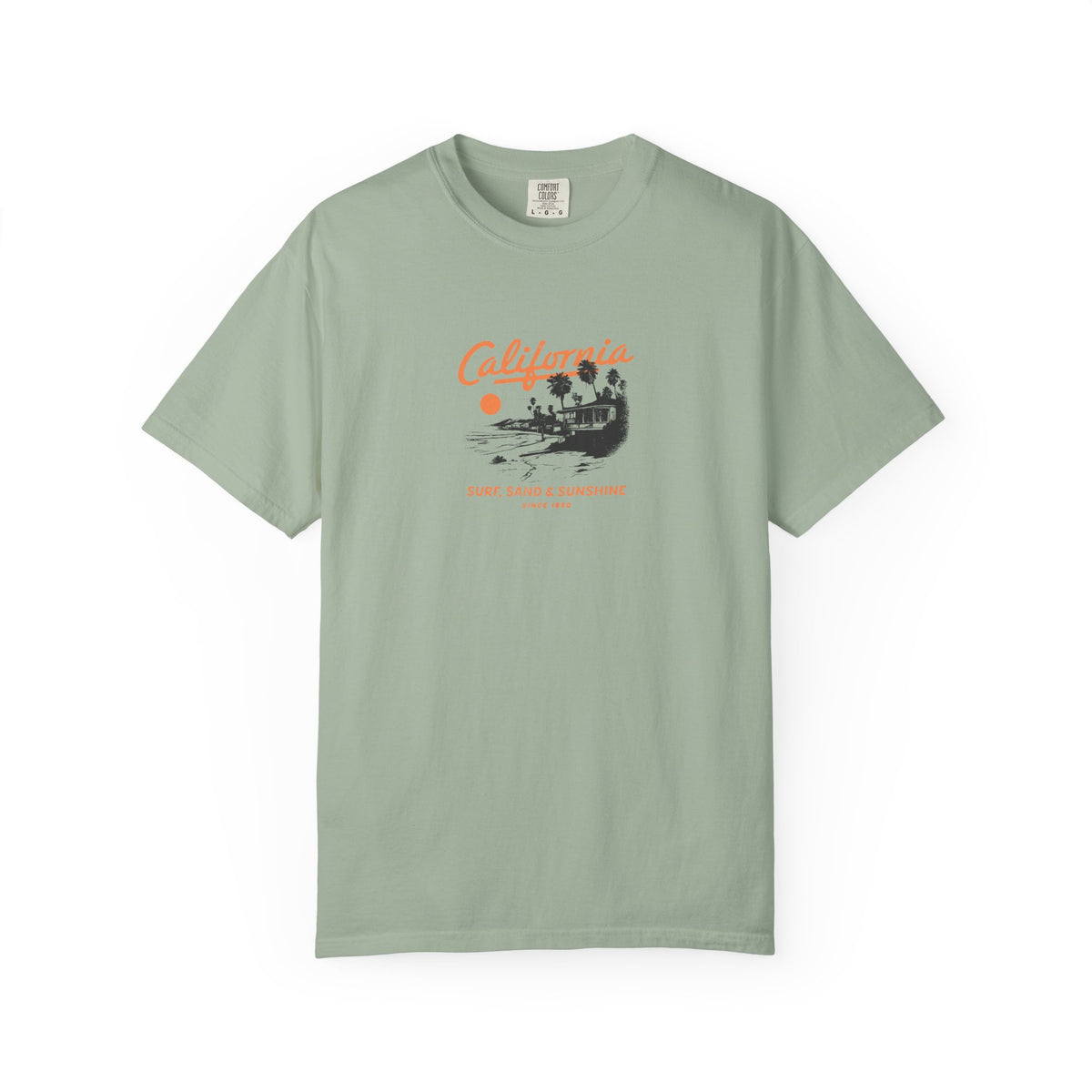 Green california surfboard graphic t-shirt
