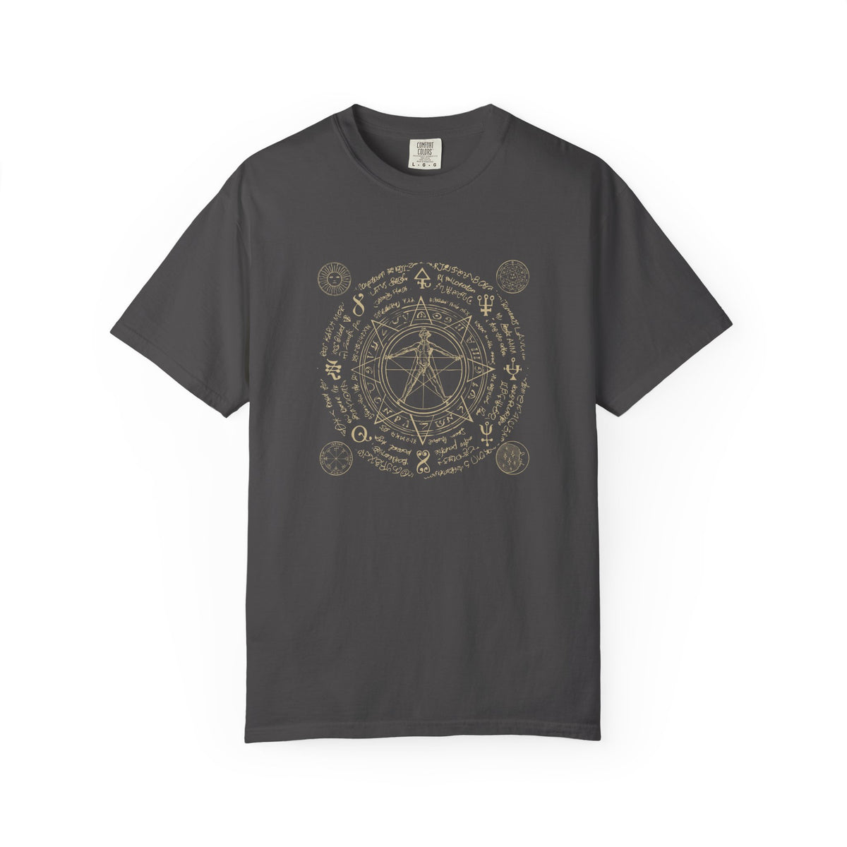 Gray sacred geometry graphic t-shirt