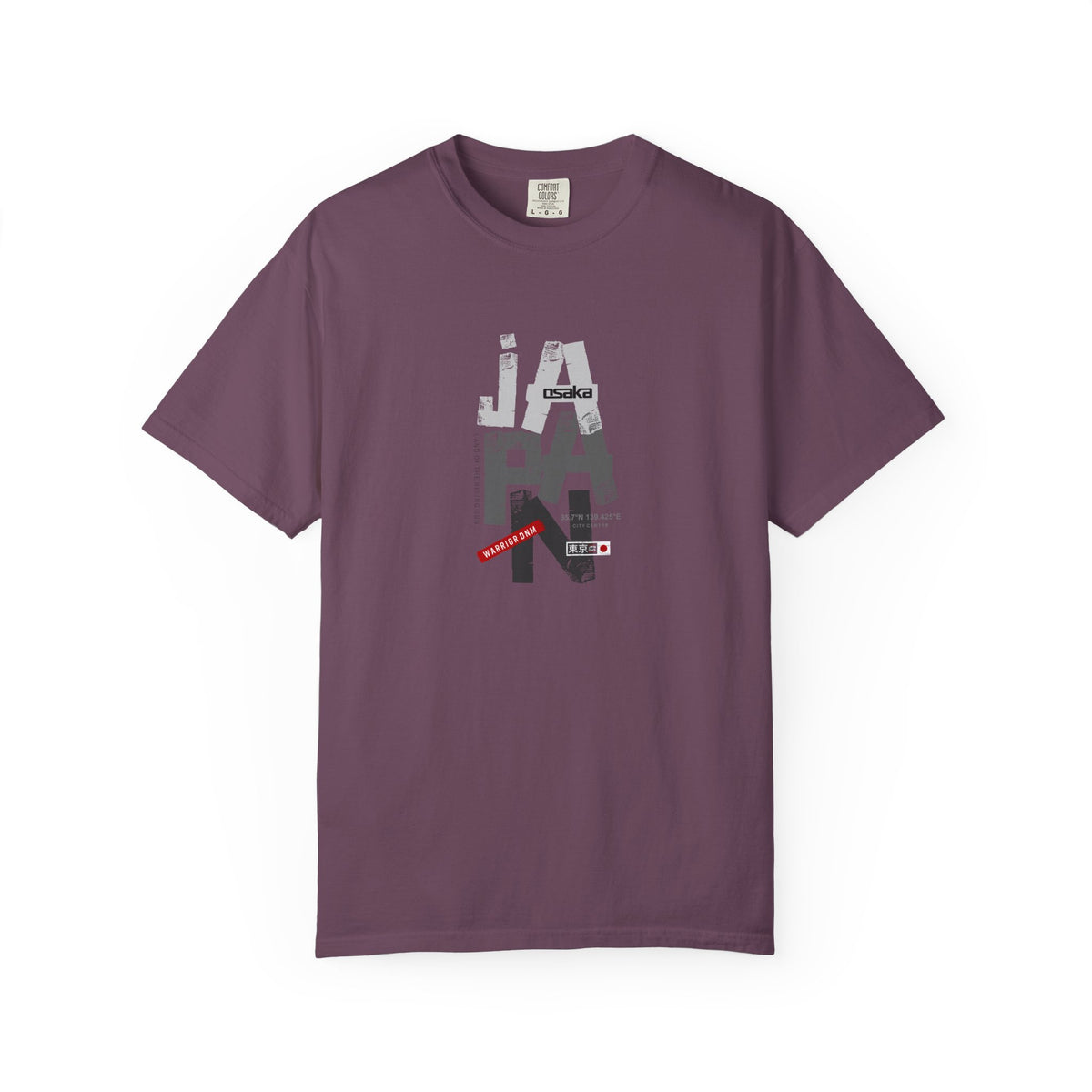 Purple japan cityscape graphic t-shirt