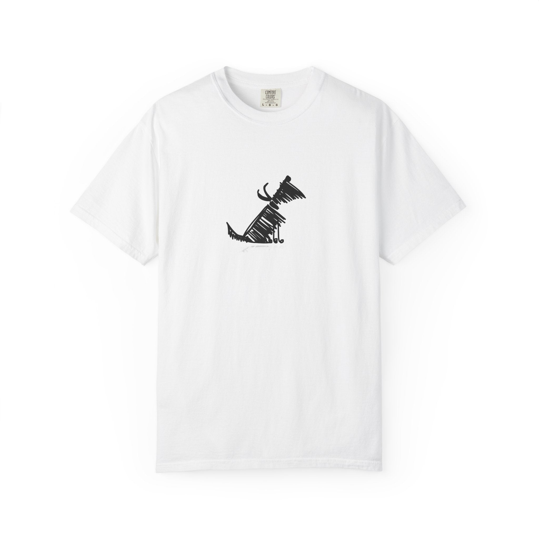 White abstract dog graphic t-shirt