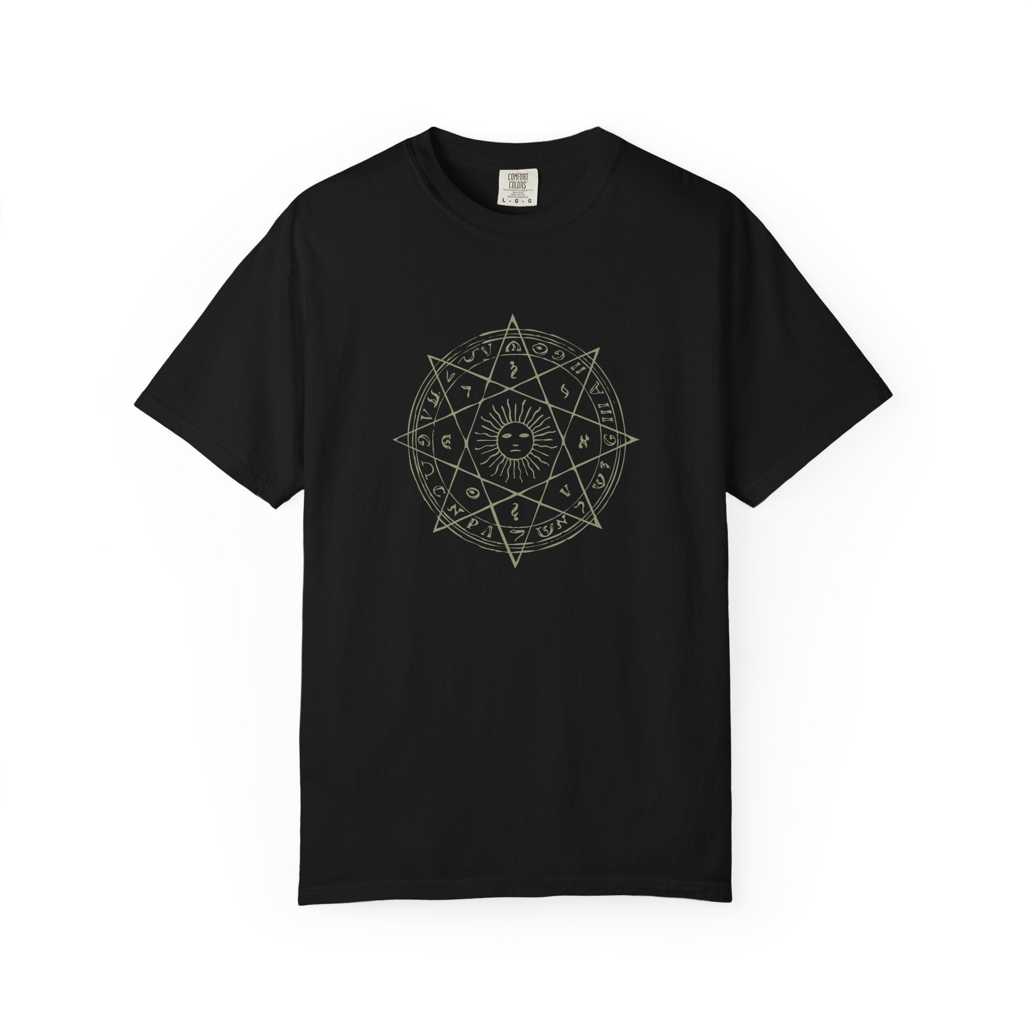 Mystic sun mandala astrology graphic t-shirt