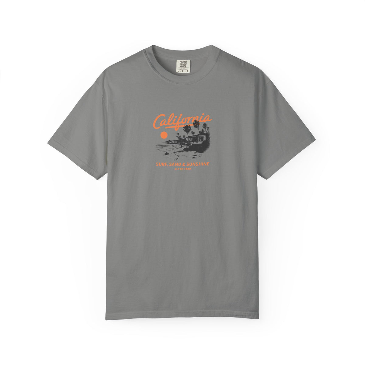 Gray california surfboard graphic t-shirt