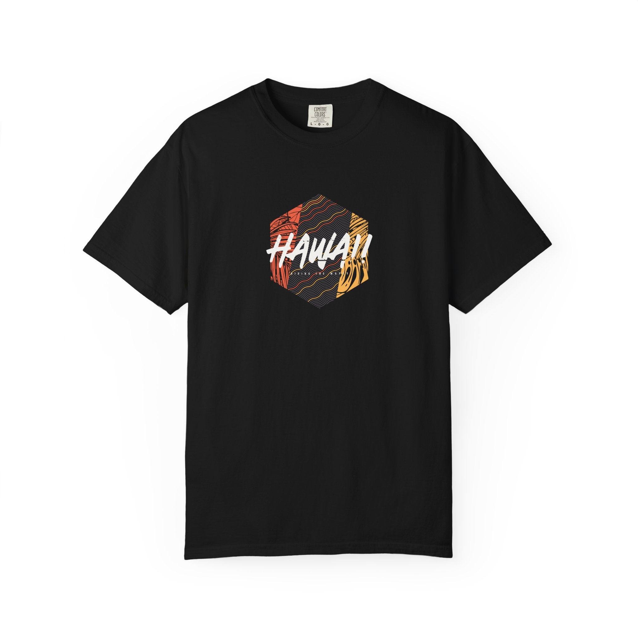 Black hawaii retro surf graphic t-shirt