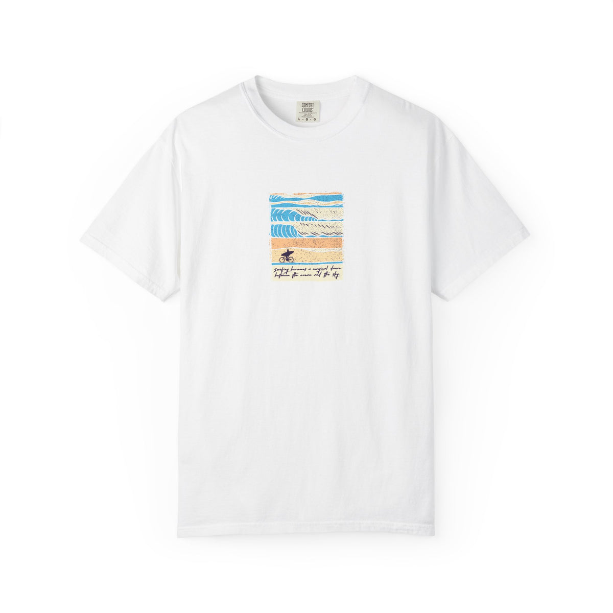 White vintage beach stripes graphic t-shirt