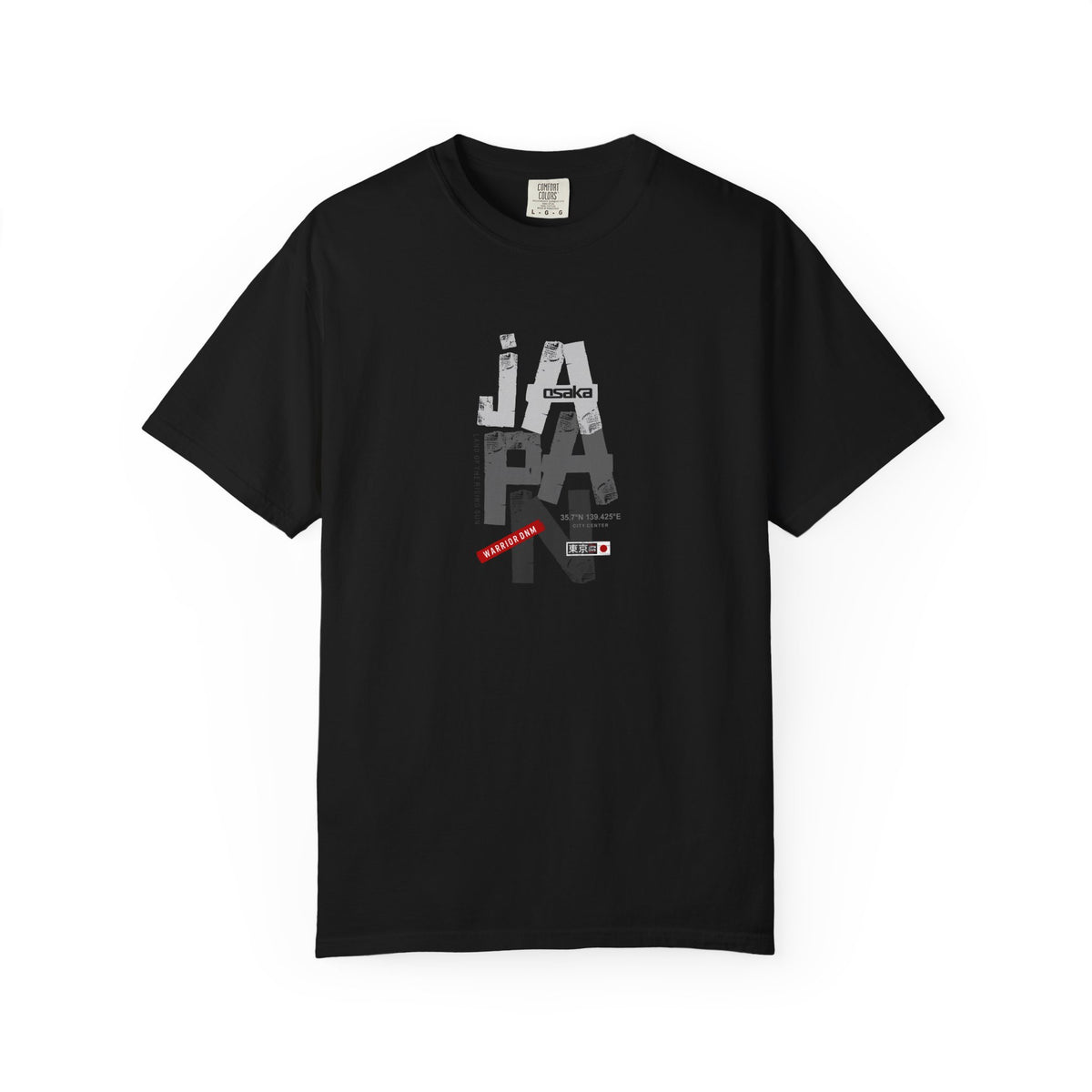 Black japan cityscape graphic t-shirt