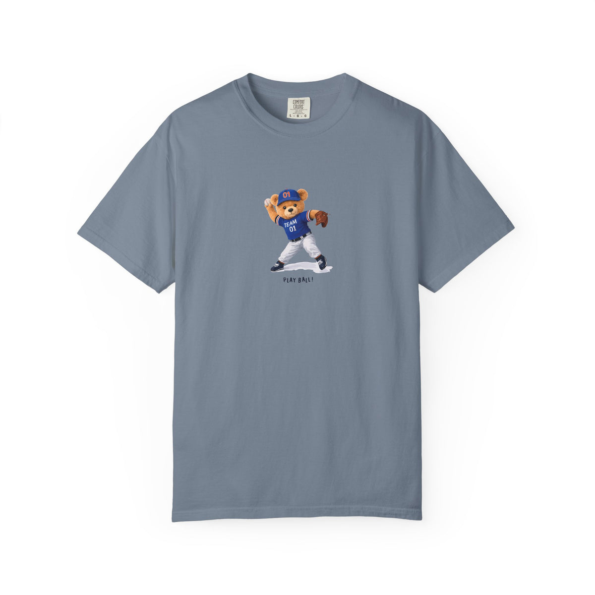 Gray baseball mascot pitcher graphic t-shirt