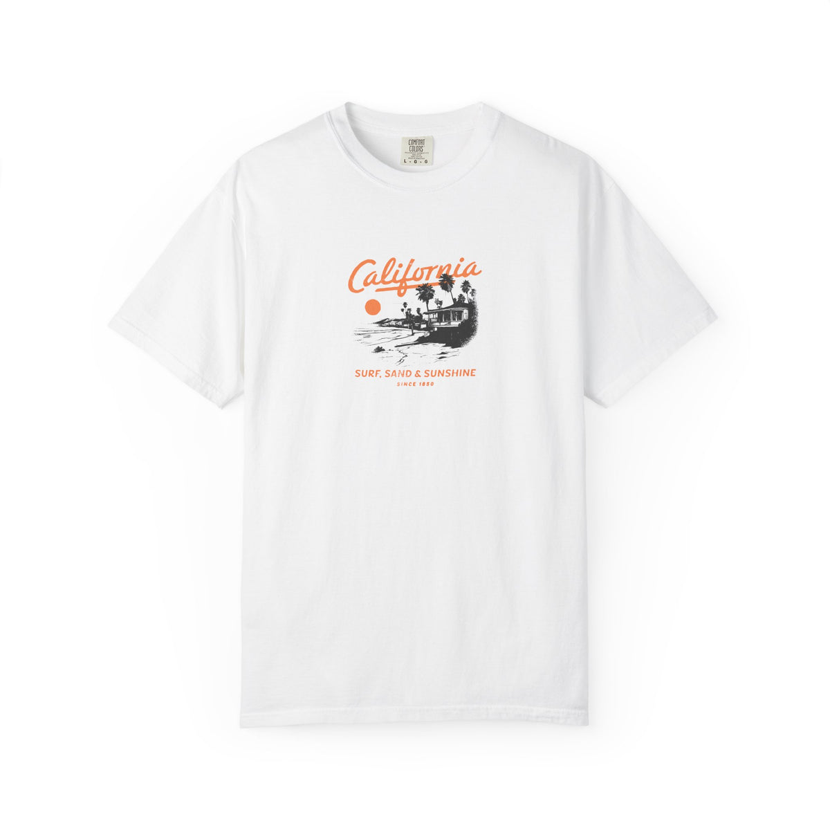 White california surfboard graphic t-shirt