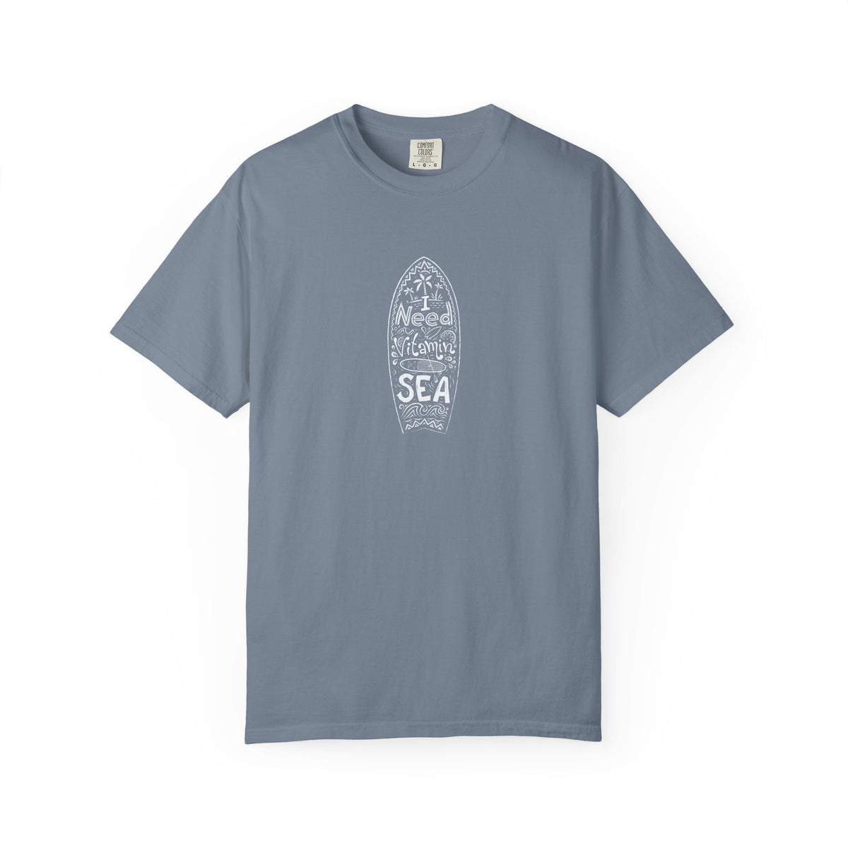 Teal t-shirt with a white cross and roots design on a white background