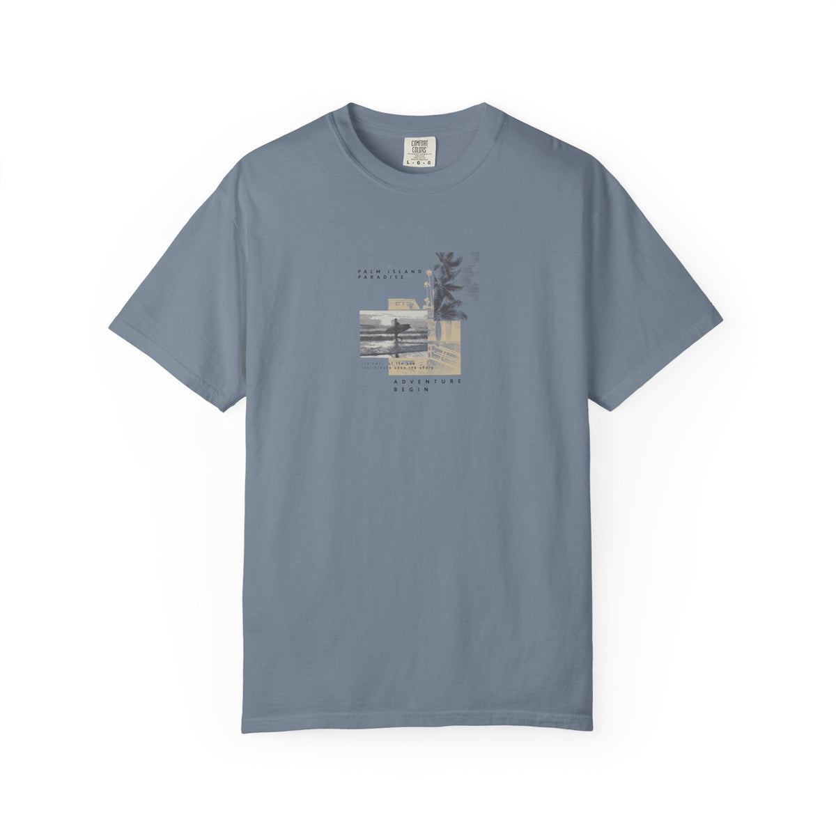Take it easy coastal collage graphic t-shirt