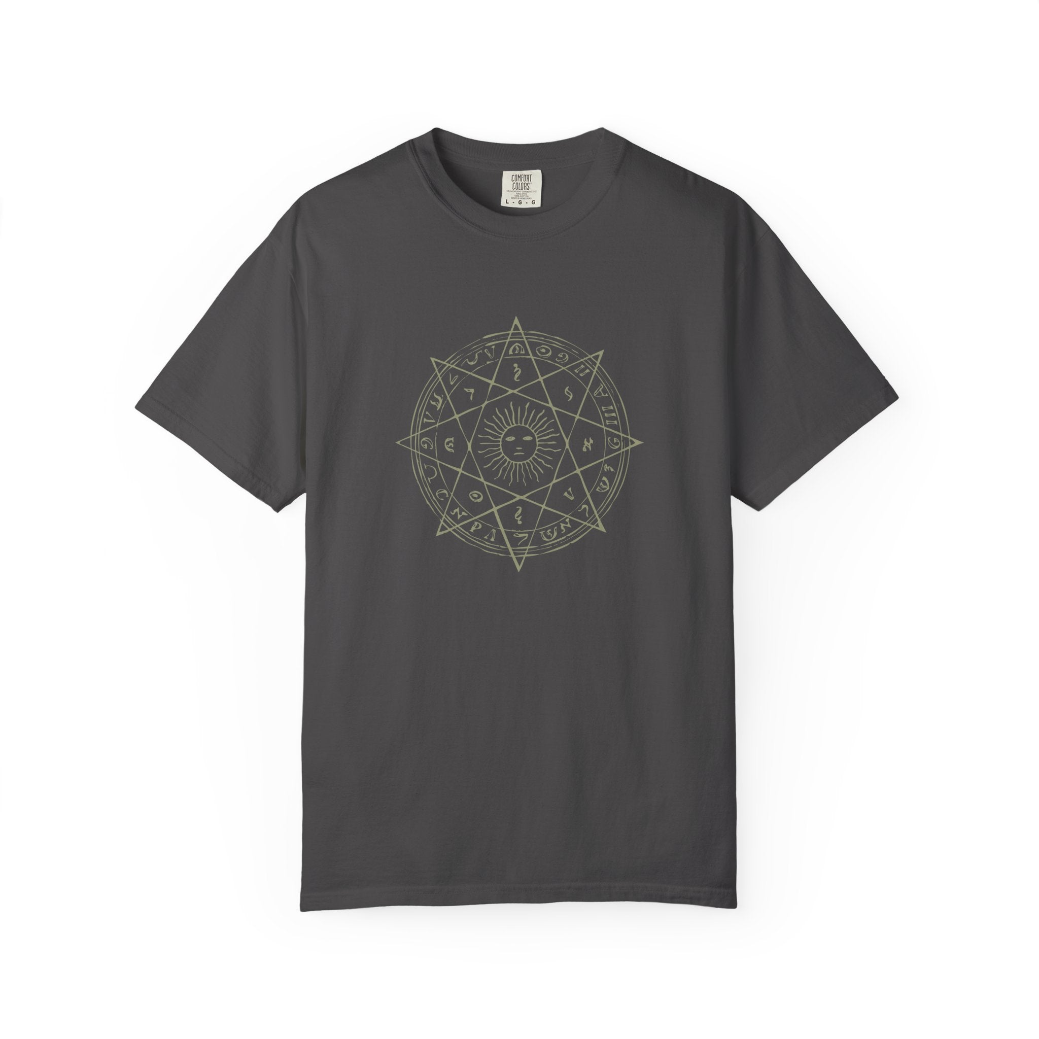 Mystic sun mandala astrology graphic t-shirt