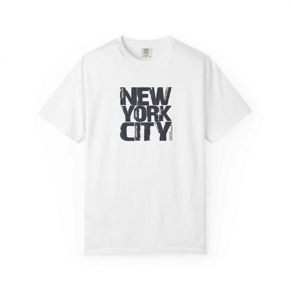 White new york city block print graphic t-shirt