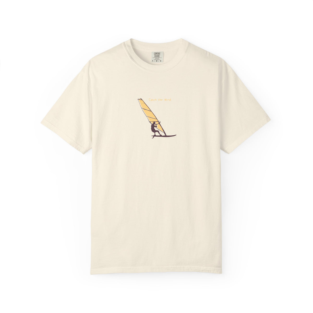 Beige windsurfing sunset graphic t-shirt
