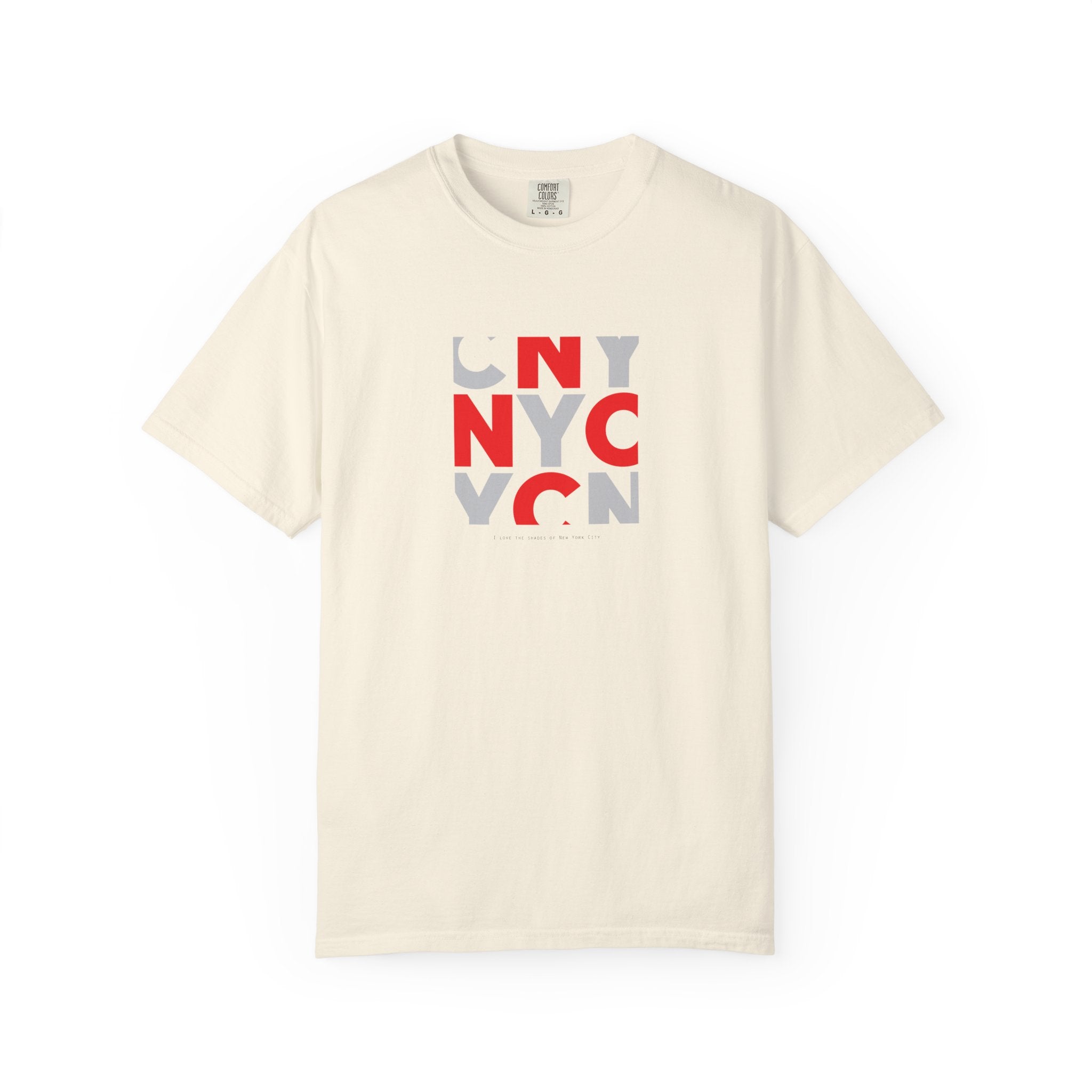 Beige nyc block graphic t-shirt