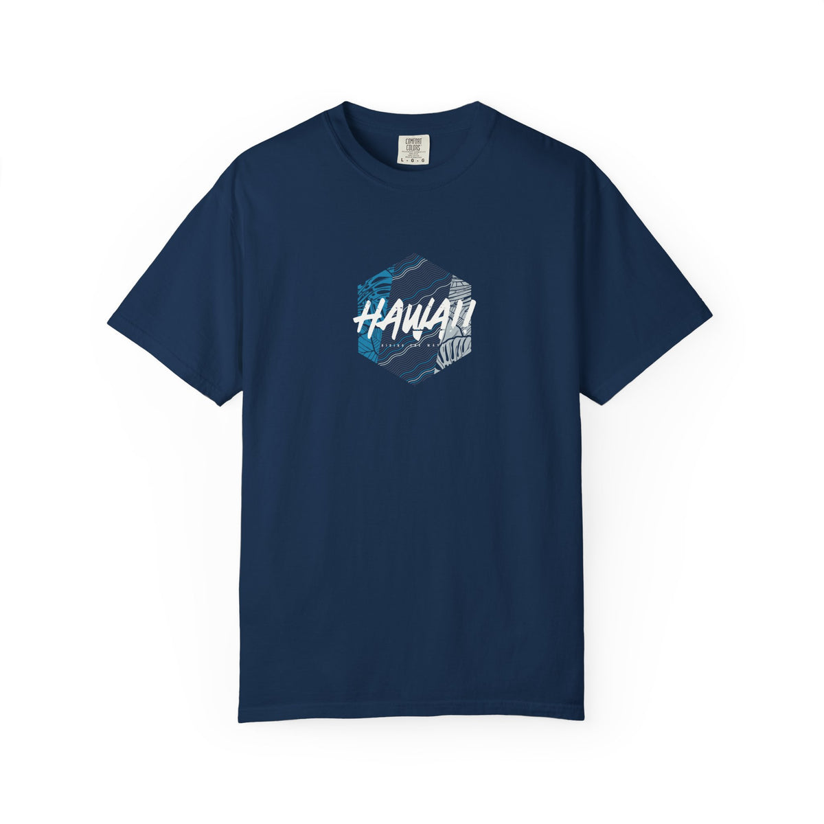 Navy blue hawaii surf hex graphic t-shirt