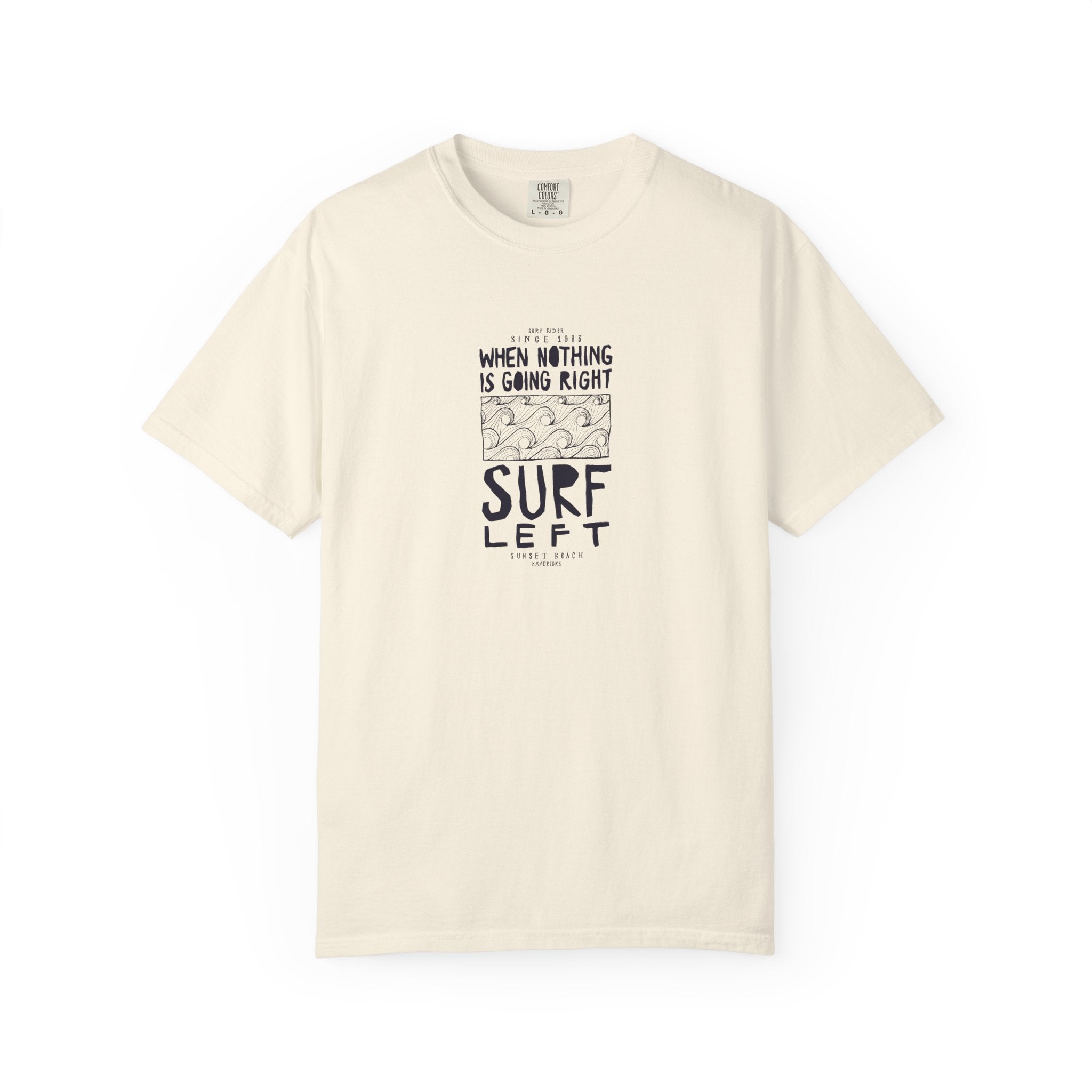 Beige surf left graphic t-shirt