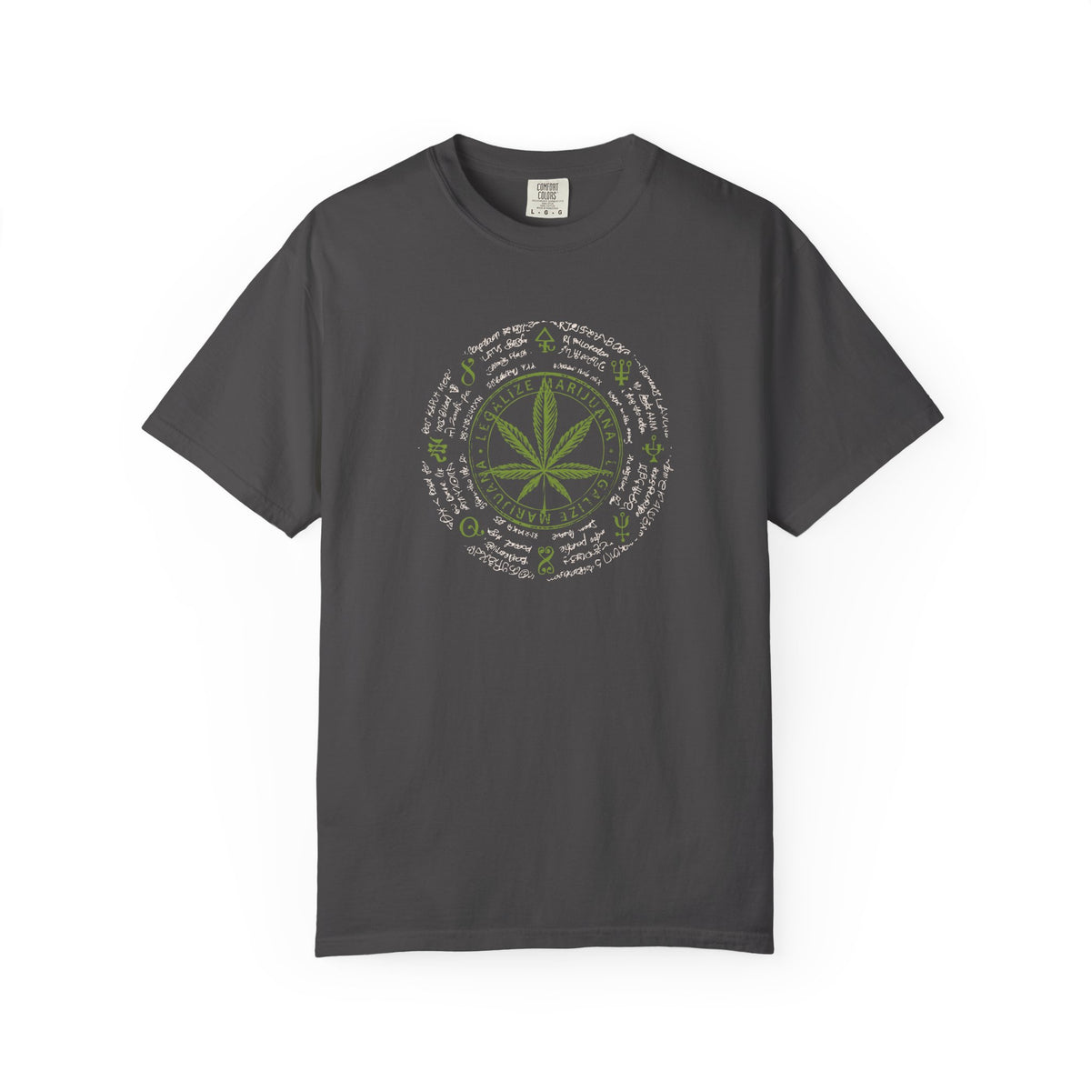 Gray t-shirt with a cartoon football player design on a white background