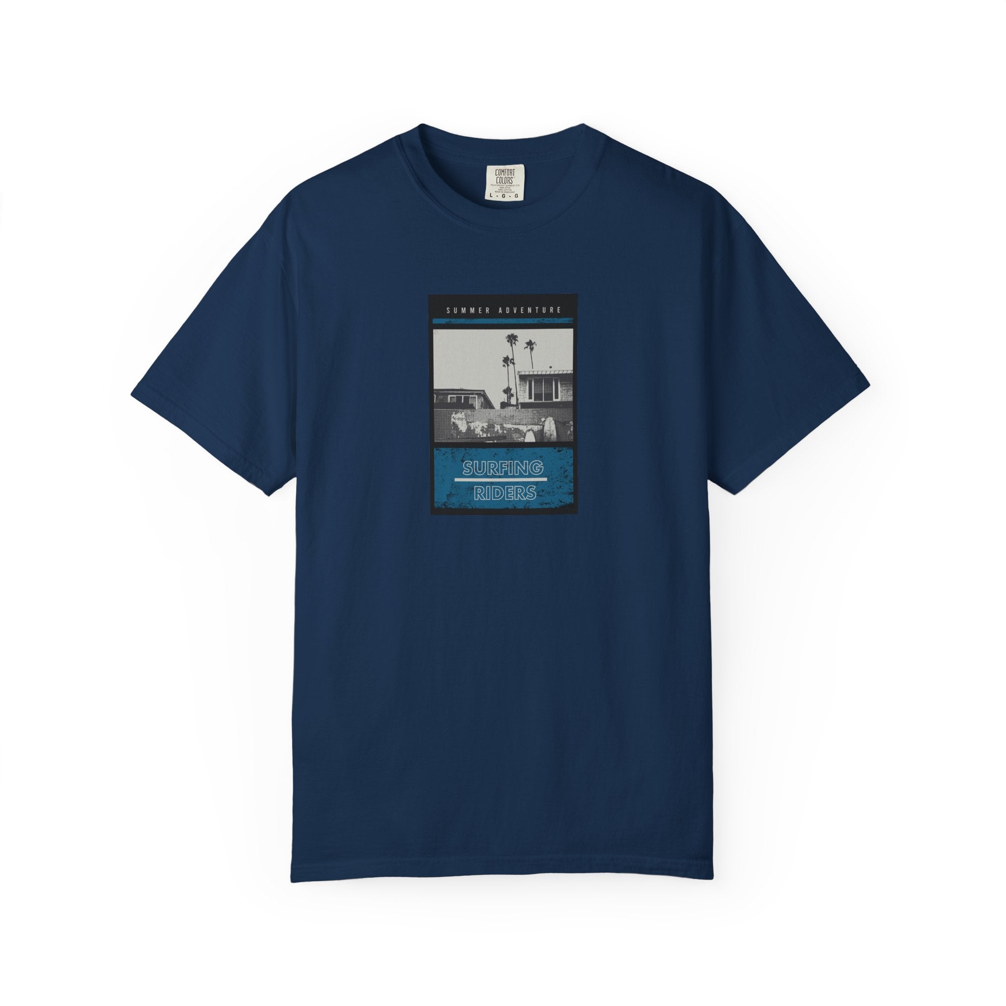 Navy blue california beach vintage photo graphic t-shirt