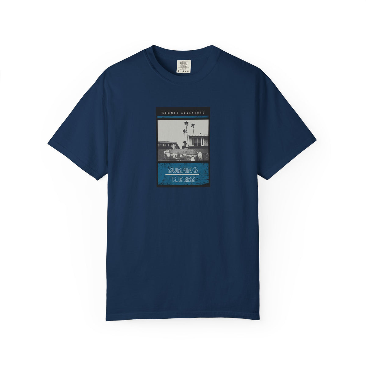Navy blue california beach vintage photo graphic t-shirt