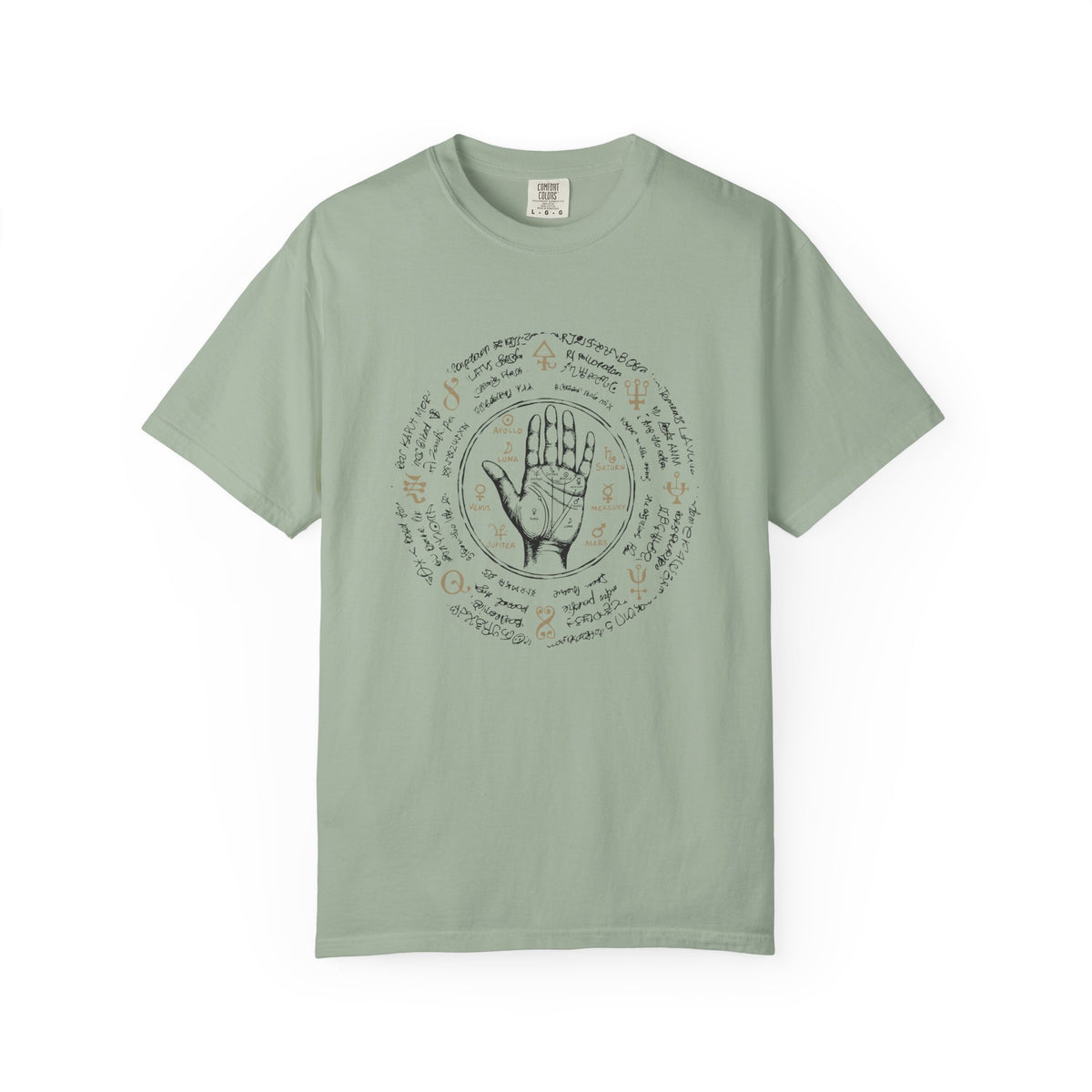 Palmistry Circle T‑Shirt – Vintage Hand & Palm Reading Design Printify