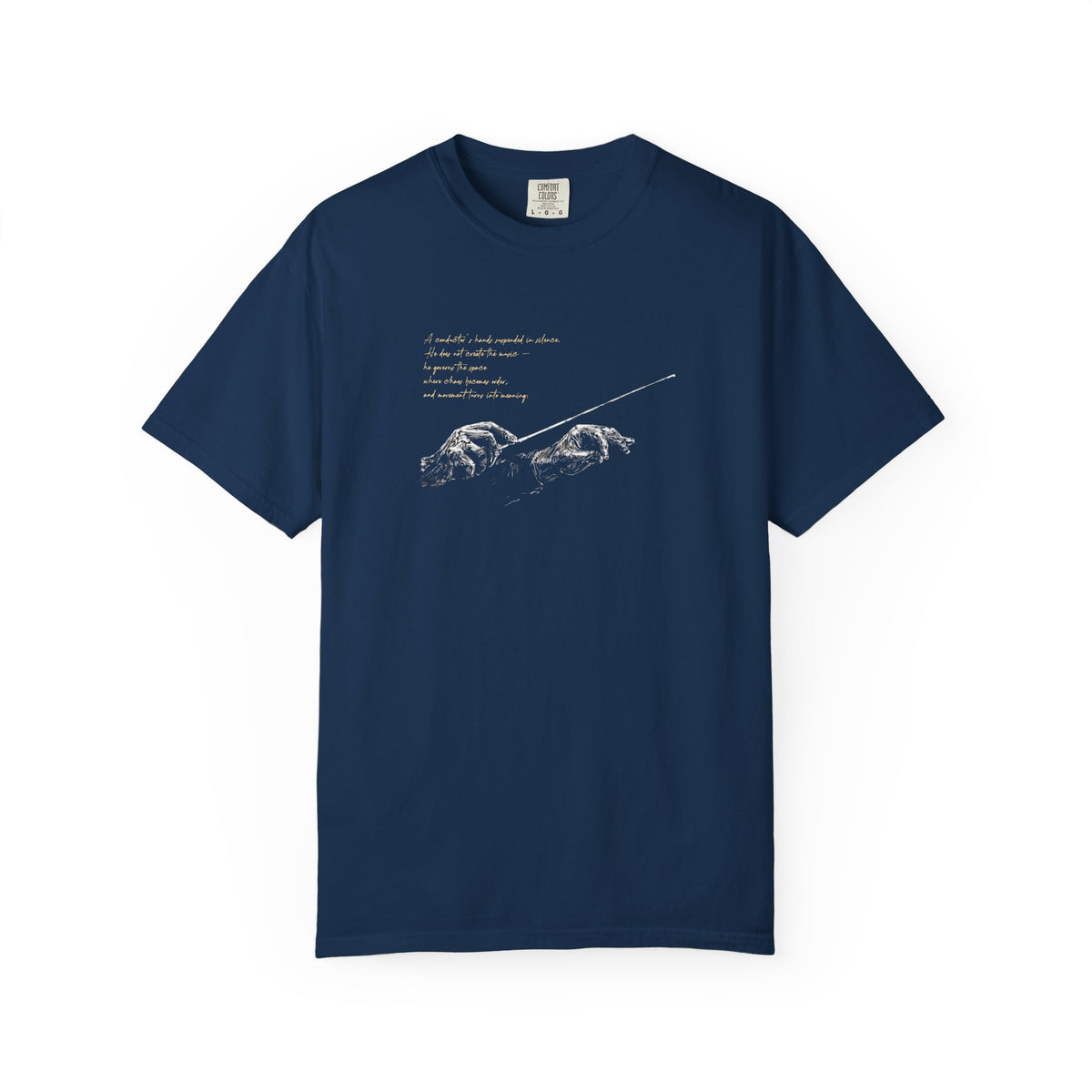 Blue conductor baton music graphic t-shirt