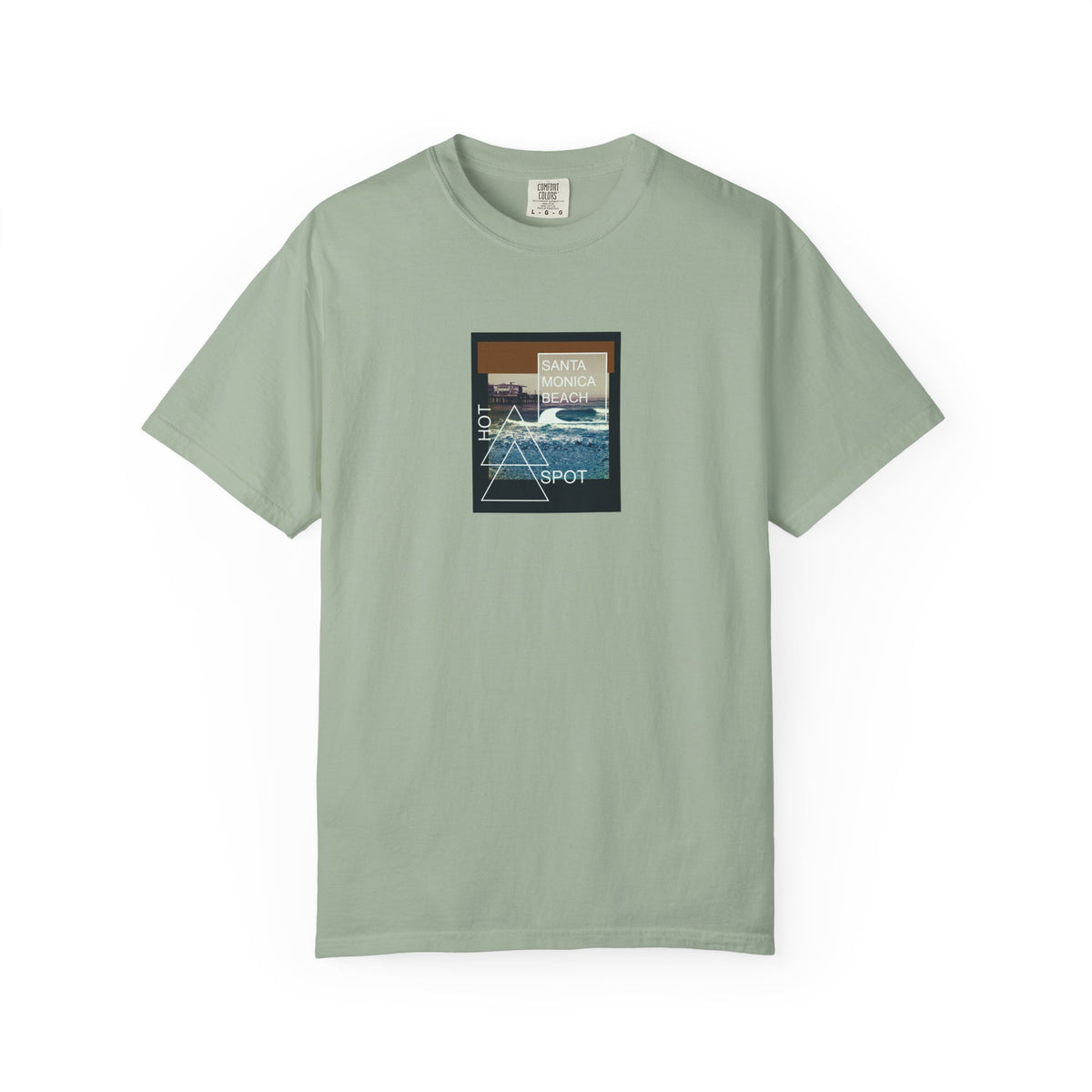 Green santa monica surf spot graphic t-shirt