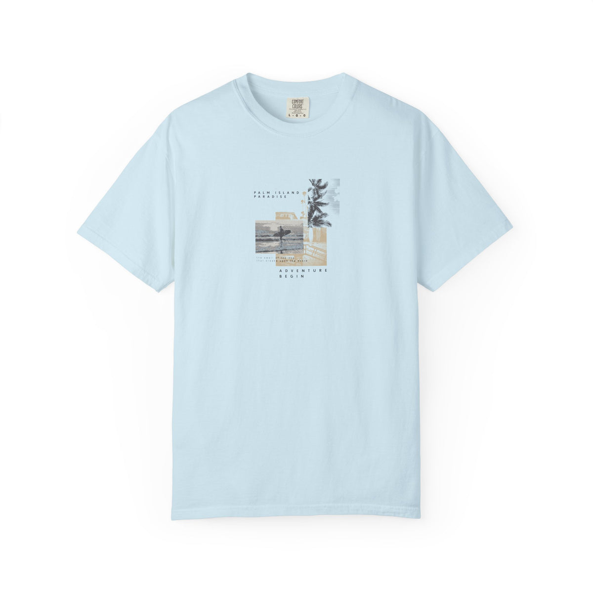 Take it easy coastal collage graphic t-shirt