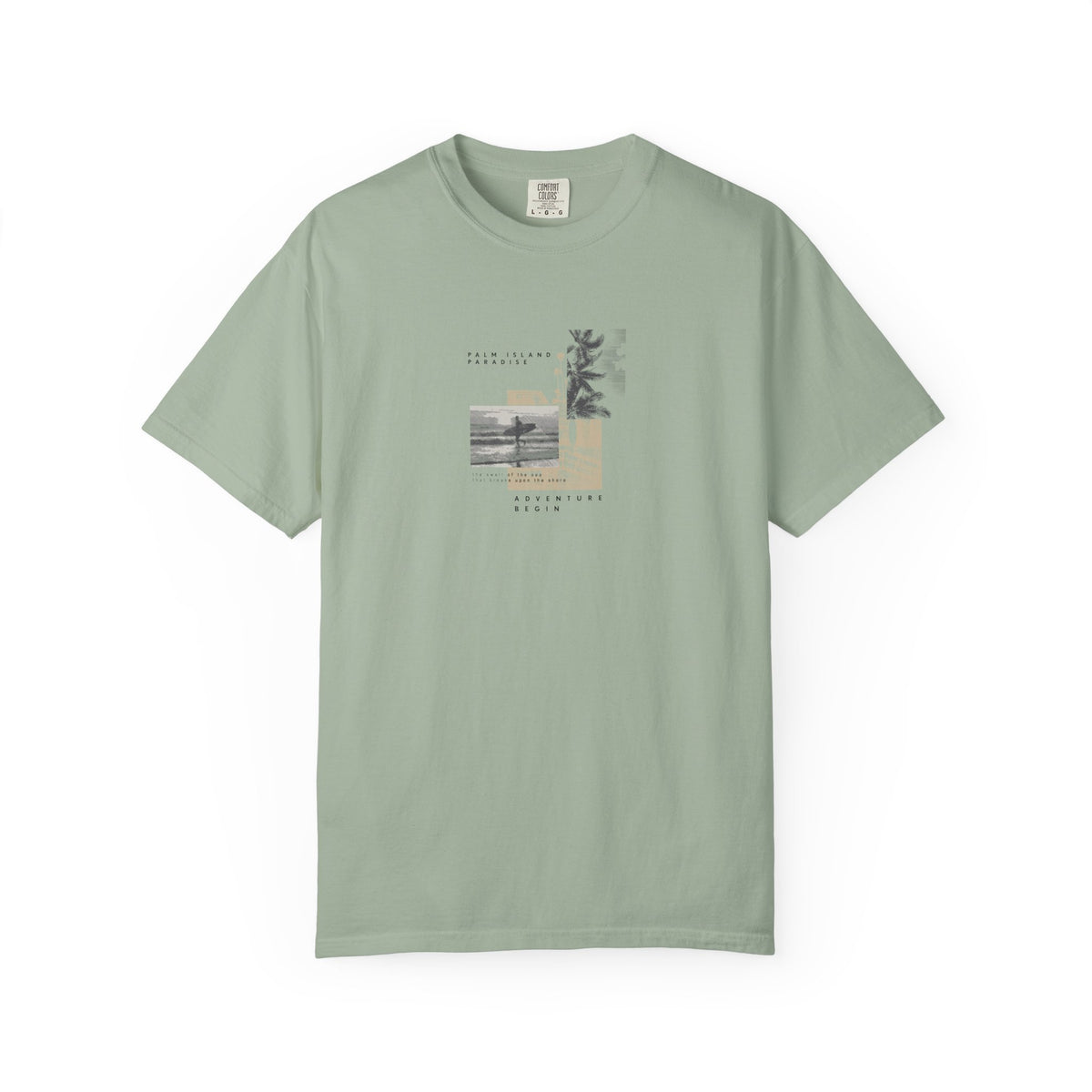 Take it easy coastal collage graphic t-shirt