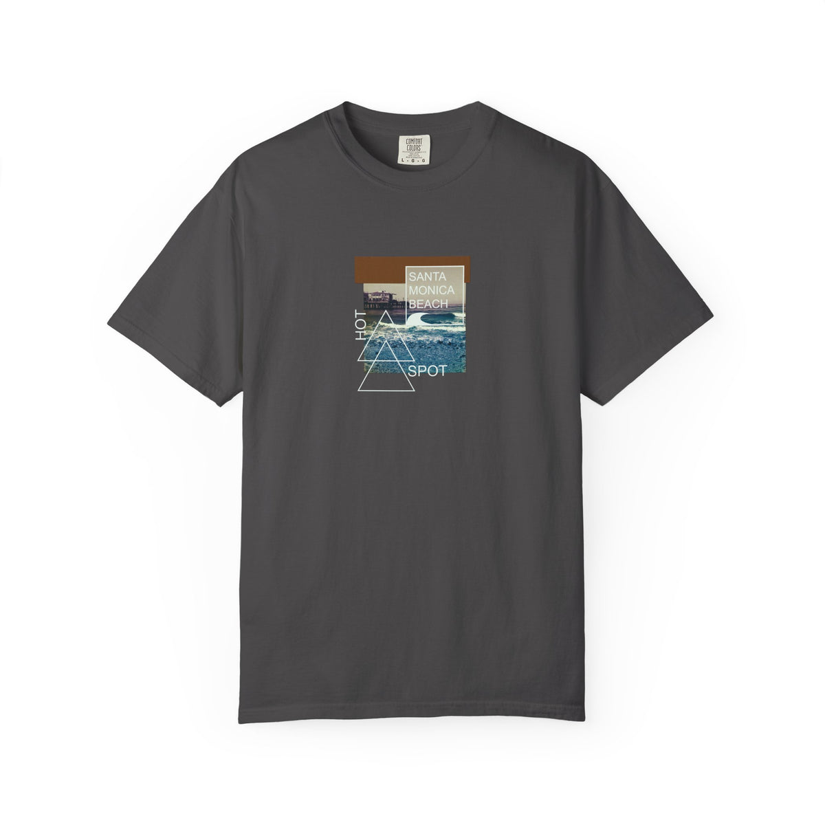 Gray santa monica beach graphic t-shirt