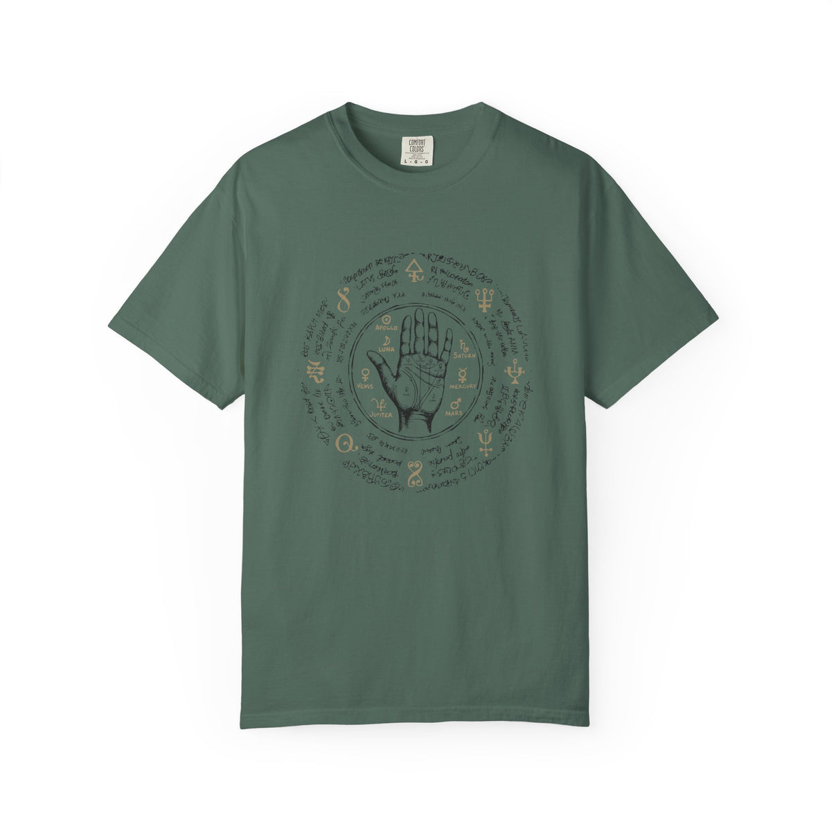 Palmistry Circle T‑Shirt – Vintage Hand & Palm Reading Design Printify