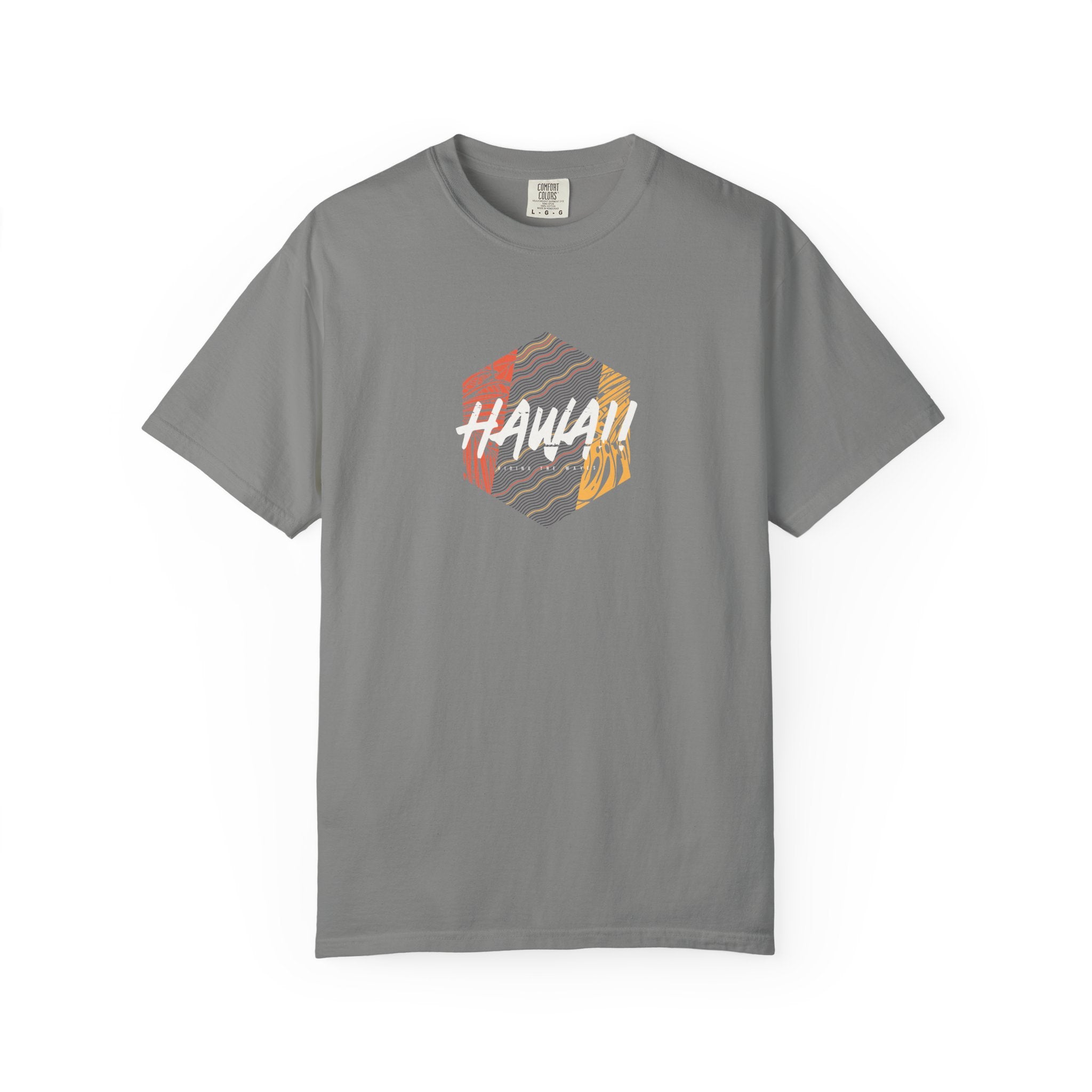 Gray hawaii retro surf graphic t-shirt