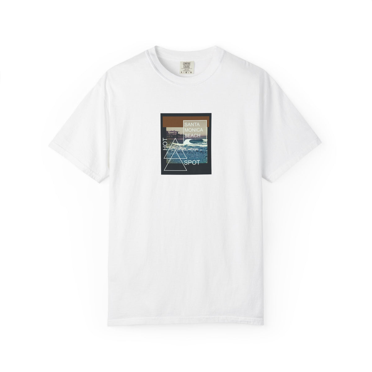 White santa monica surf spot graphic t-shirt