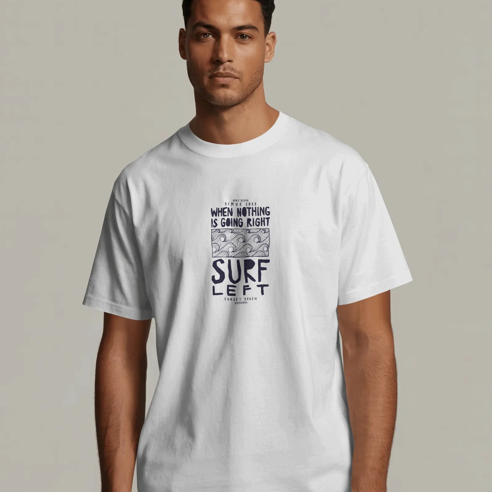 White surf left graphic t-shirt
